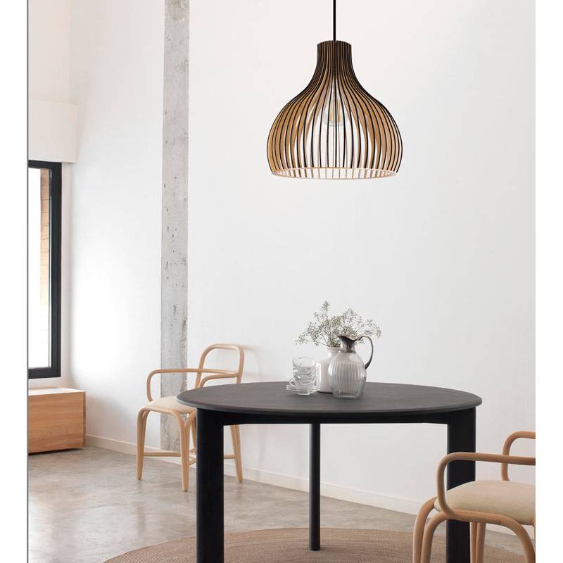 Lámpara colgante de madera Tilo negro-natural | Ineslam