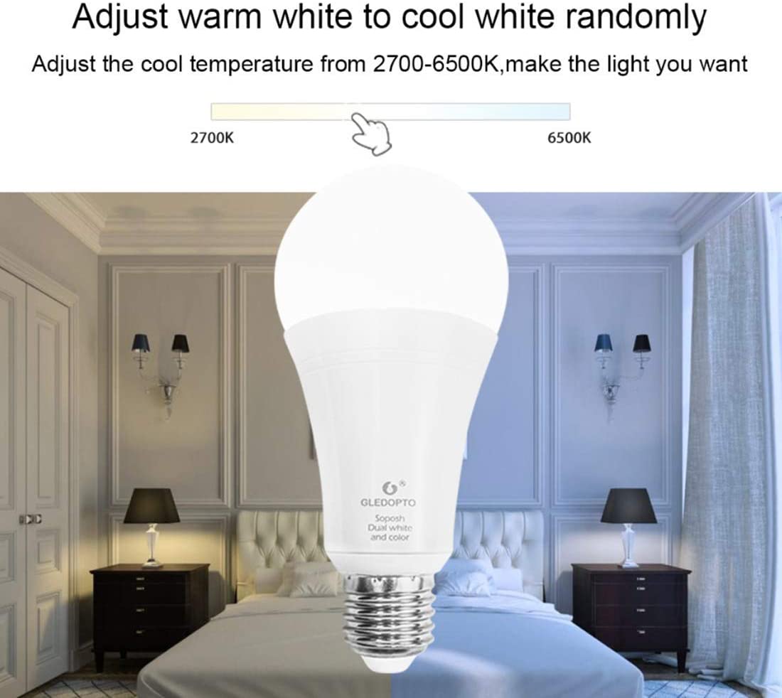 Bombilla ZigBee 12W E27 Smart Bulb RGBCCT (doble blanco y color) LED luz regulable 