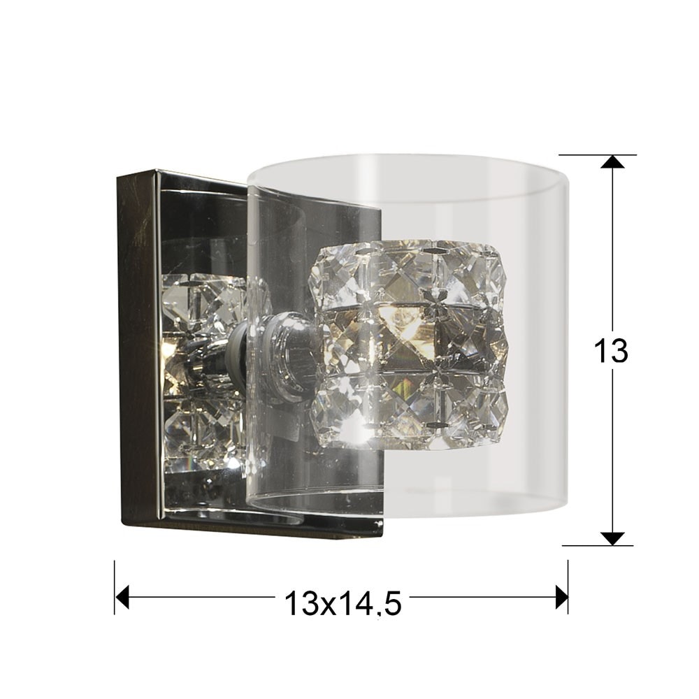 Aplique decorativo FLASH de 1 luz – Cristal moldeado y acabado cromo | Schuller
