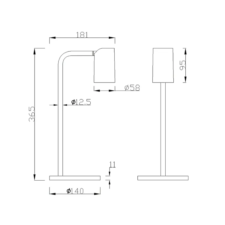 Lámpara de mesa Sal MANTRA negra 36 cm alto  | Mantra 