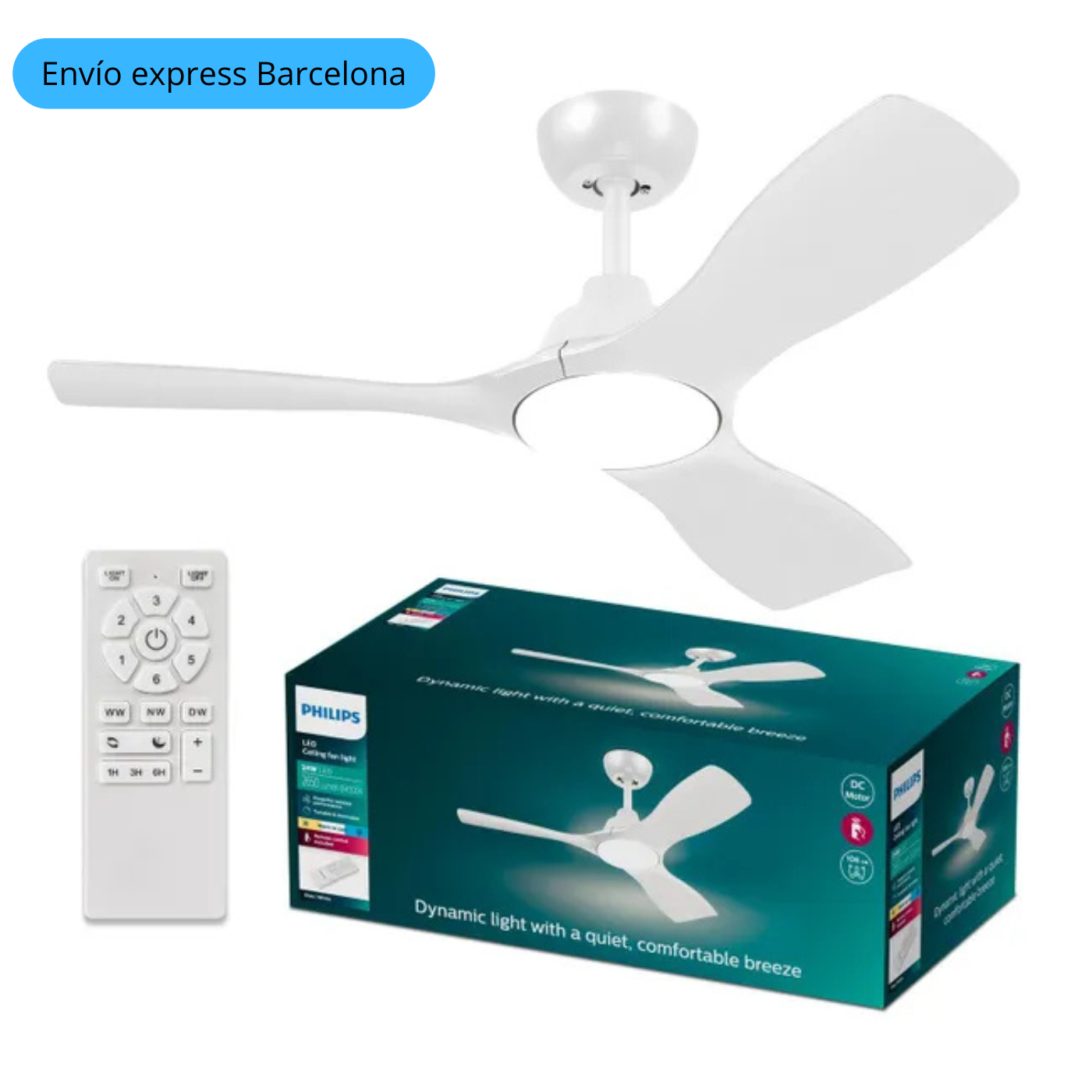 Ventilasdor de techo Olas Fan ceiling 42' 30W+24W blanco-white | Philips
