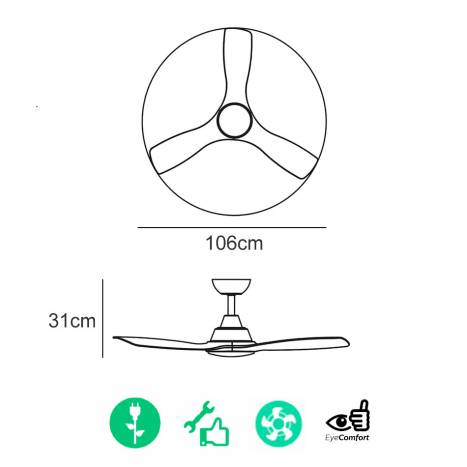 Ventilasdor de techo Olas Fan ceiling 42' 30W+24W blanco-white | Philips