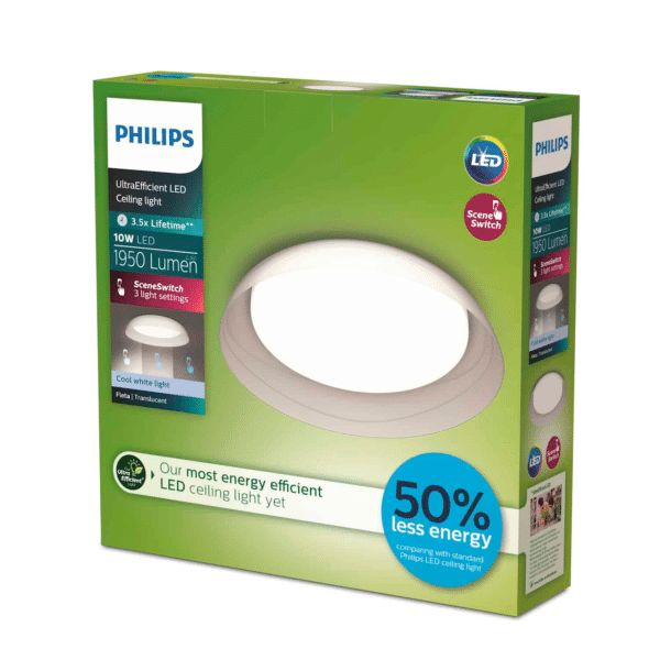 Plafón LED Fleta Translúcido 4000k (con 3 Intensidades) | Philips 