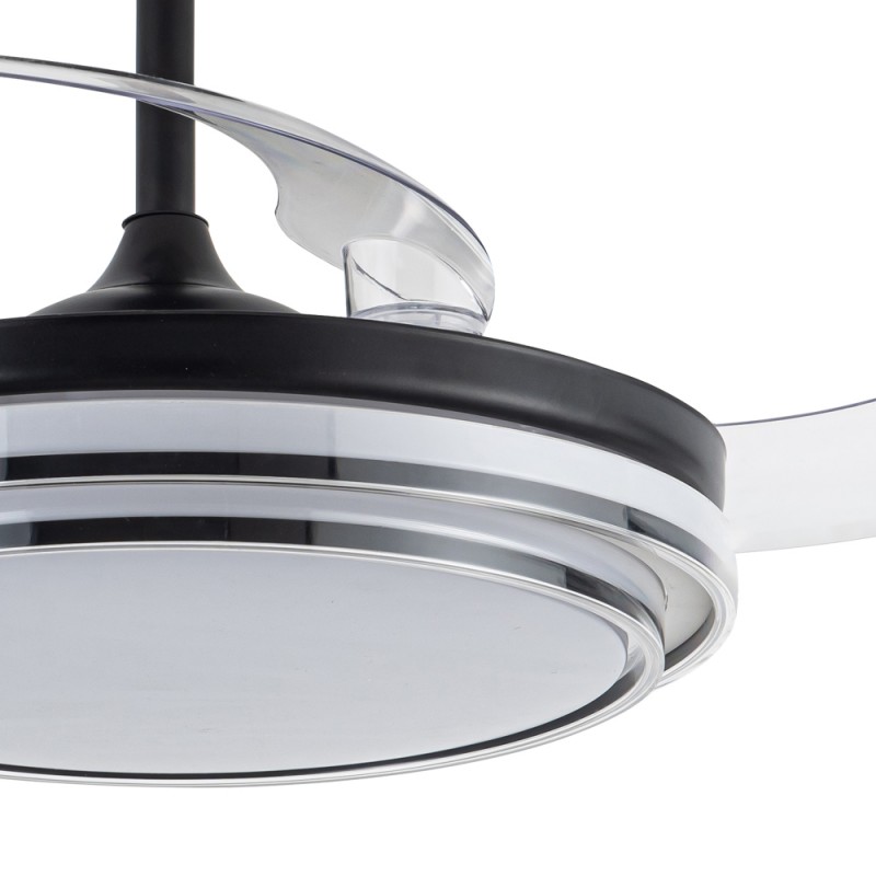 Ventilador de Techo LED con Aspas Retráctiles LANDER Negro 72W CCT | CristalRecord