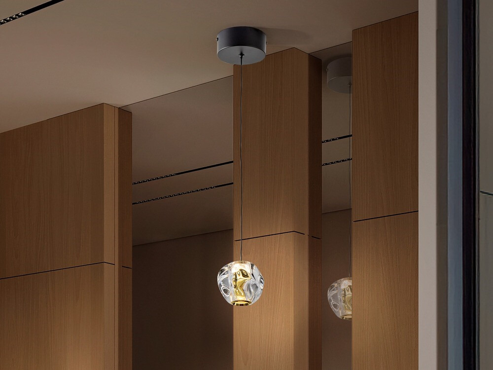 Colgante ZARIA LAMPARA 1L NEGRO/ORO/TRANSPARENTE | Schuller