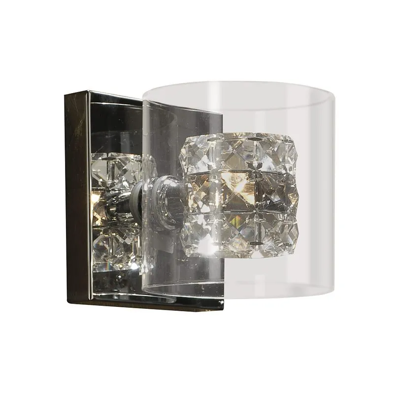 Aplique decorativo FLASH de 1 luz – Cristal moldeado y acabado cromo | Schuller