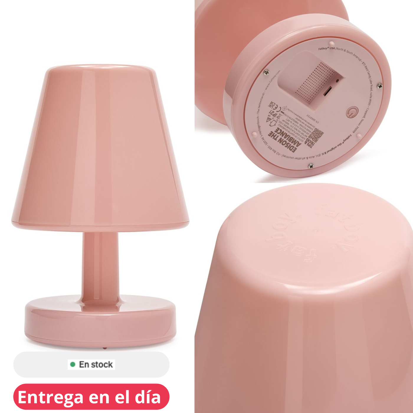 Lámpara de Mesa Portátil LED Fatboy Edison the Ambiance Rosa Suave