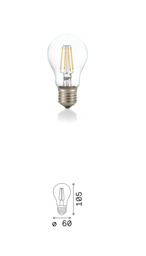 Bombilla E27 goccia 08w 3000k cri80 trasp | Ideal lux 