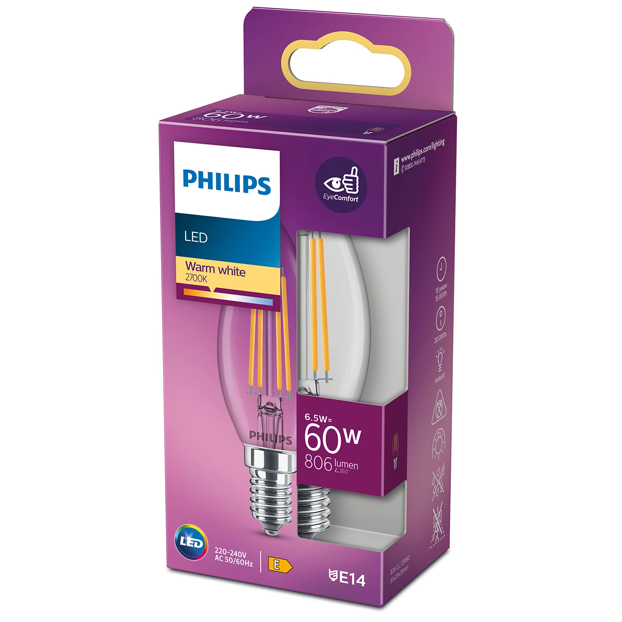 LED classic 60W E14 WW B35 CL ND RFSRT4 | Philips 