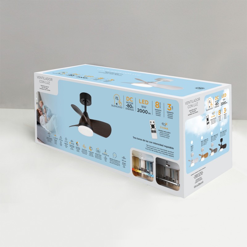 Ventilador de Techo Byan Mini 18w LED con Mando a Distancia - Diseño Moderno Ø60cm | CristalRecord