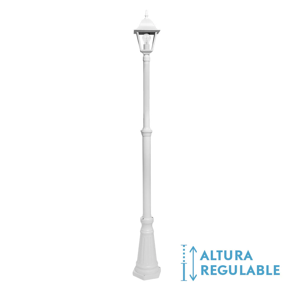 Farola Exterior Aluminio Spica 1xe27 Blanco Ip44 220x20x20 Cm Regulable En Altura | Fabrilamp