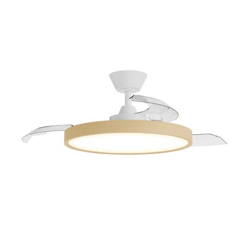 Plafón Ventilador Sulion Bombay Estilo Blanco/Madera Ø 106cm LED 36W DC CCT