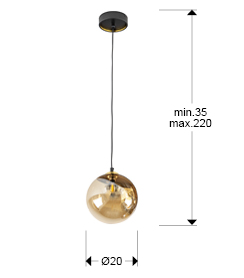 Lámpara de techo DARK- 1L 20D NEGRO-LATON | Schuller