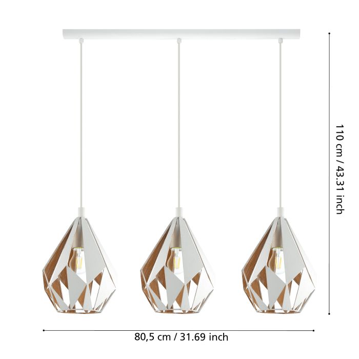 Lámpara de techo CARLTON Blanco, dorado | Eglo