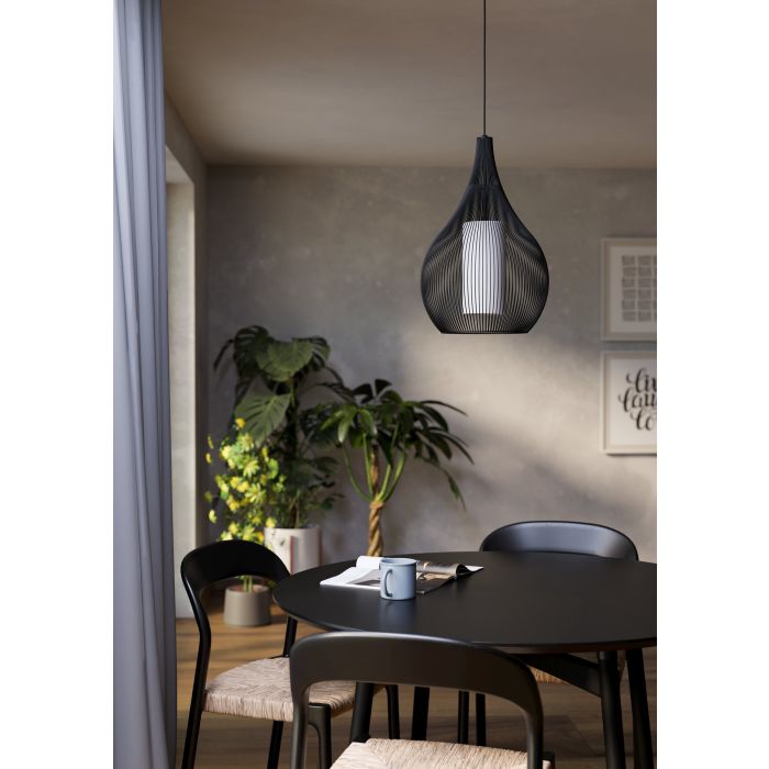 Lámpara Colgante Negra RAZONI 1 Ø32,5cm E27 | Eglo